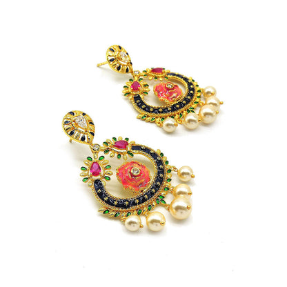 Divino Pink Sugar Meenakari Earrings