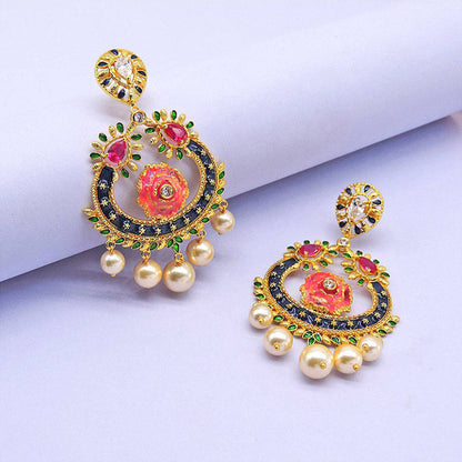 Divino Pink Sugar Meenakari Earrings