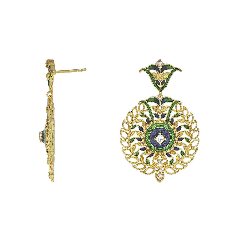 Divino Beauty Blush Green & Blue Danglers