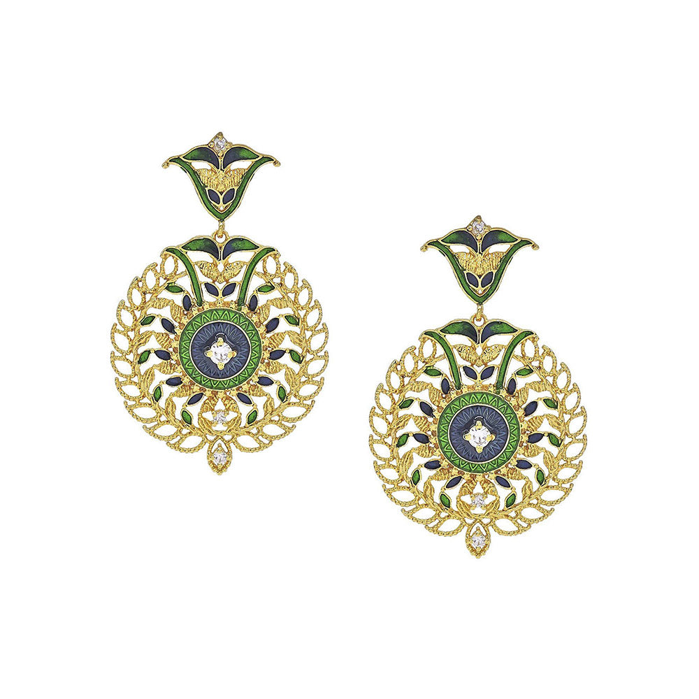 Divino Beauty Blush Green & Blue Danglers