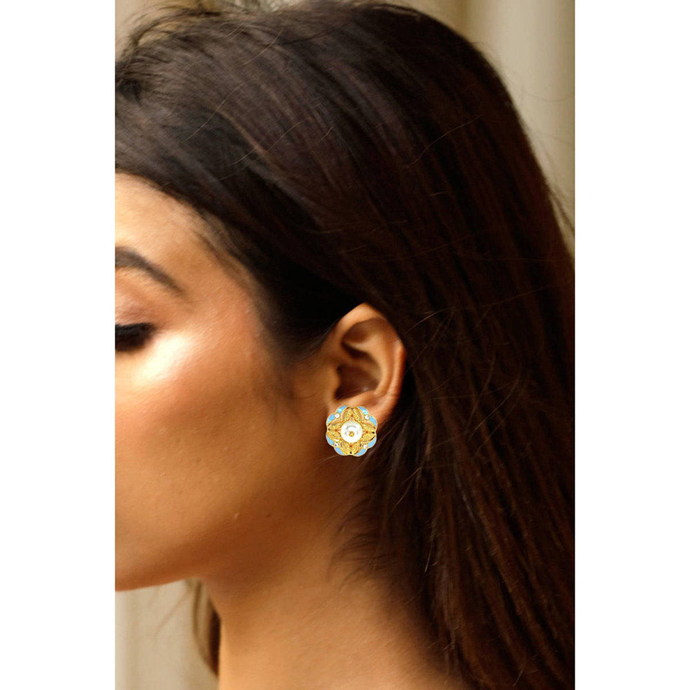 Divino Happy Blue Meenakari Studs