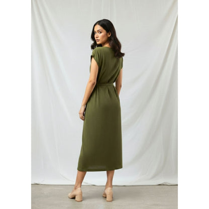 Doodlage Erna Olive Midi Dress with Belt