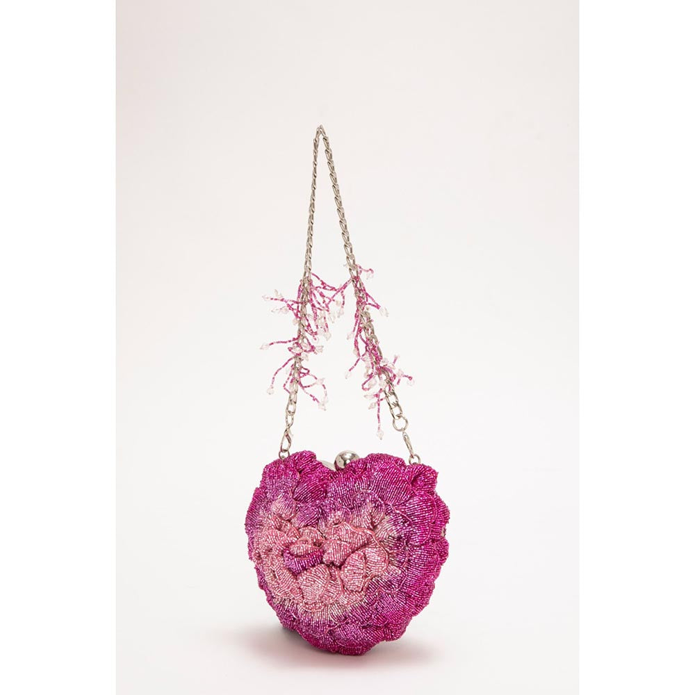 DOUX AMOUR Isa Pink Embellished Clutch