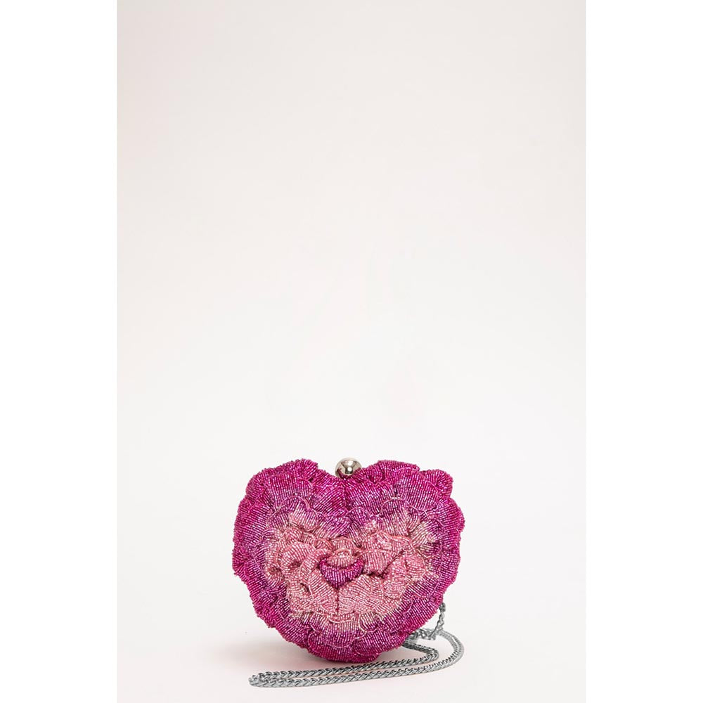 DOUX AMOUR Isa Pink Embellished Clutch