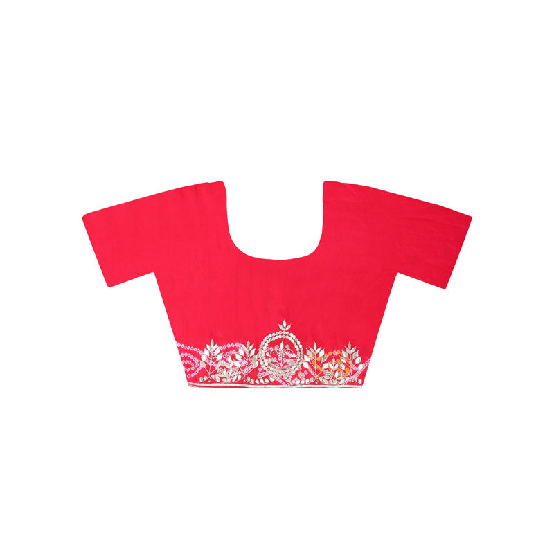 Dress & Dazzle Ruby Red Gharchola Silk Saree with Unstitched Blouse