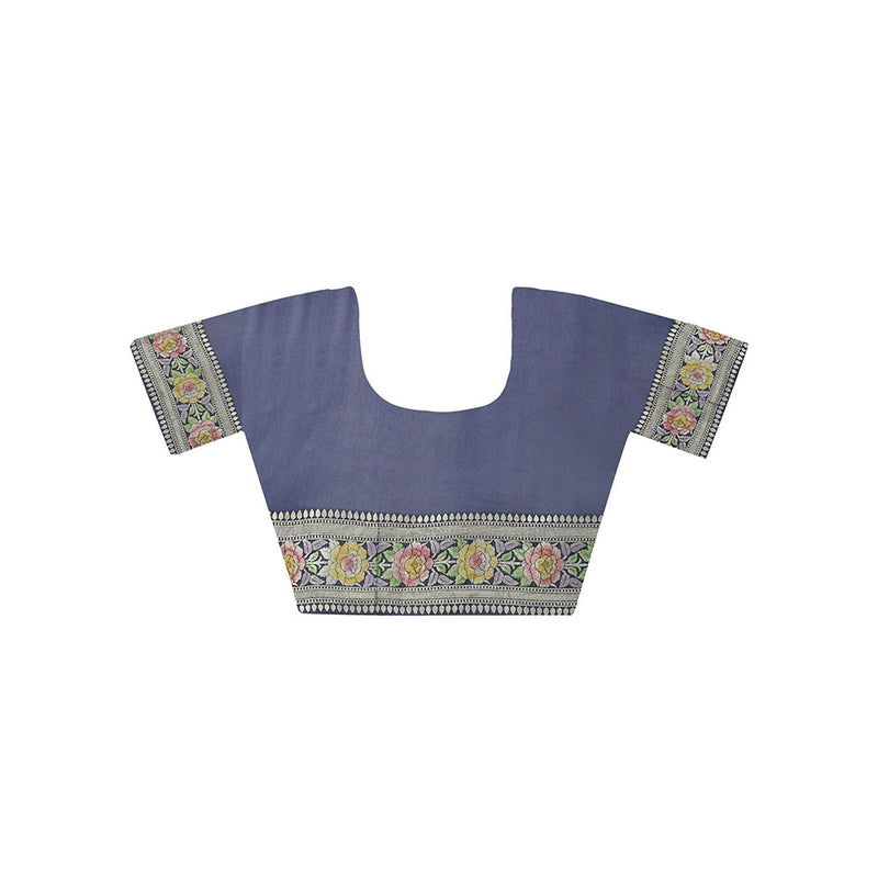 Dress & Dazzle Icy Blue Khaddi Georgette Saree with Unstitched Blouse
