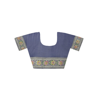 Dress & Dazzle Icy Blue Khaddi Georgette Saree with Unstitched Blouse