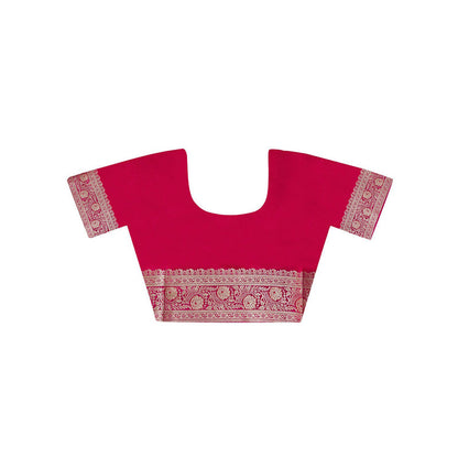 Dress & Dazzle Dazzling Pink Katan Silk Saree with Unstitched Blouse