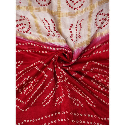 Dress & Dazzle White And Red Gharchola Saree with Unstitched Blouse