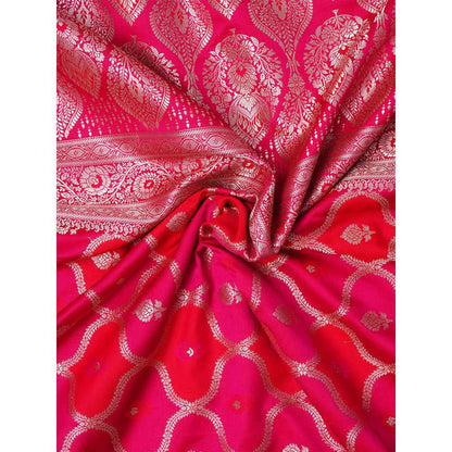 Dress & Dazzle Royal Pink Rangkat Silk Saree with Unstitched Blouse