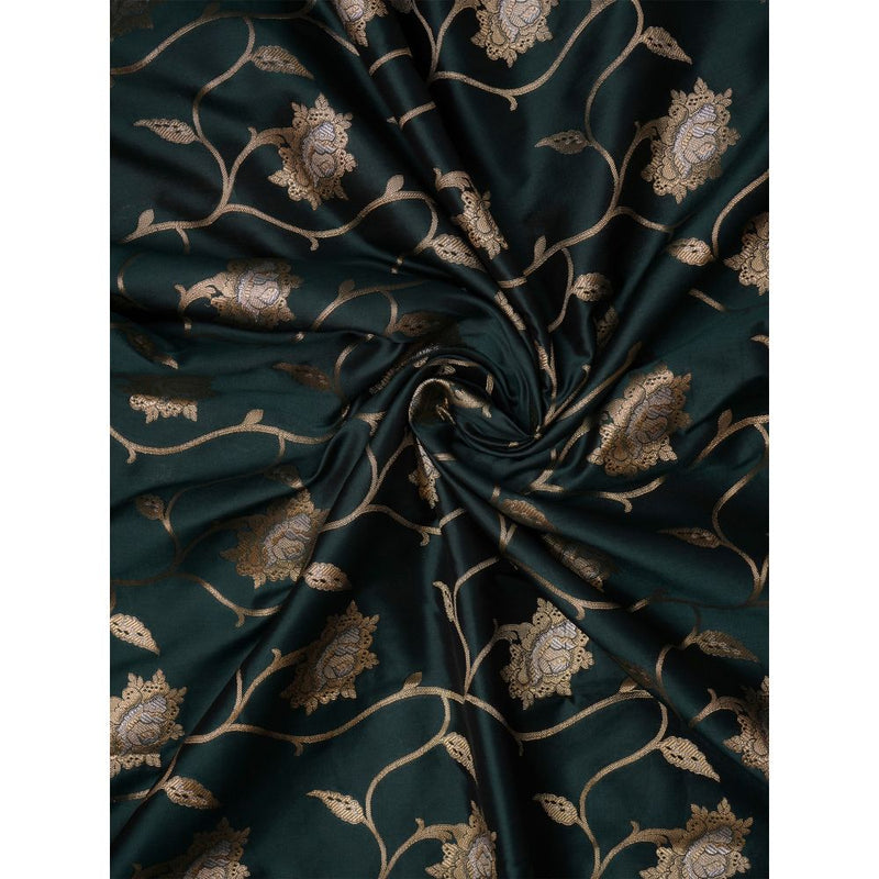 Dress & Dazzle Bottle Green Katan Silk Saree with Unstitched Blouse