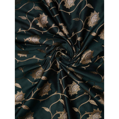 Dress & Dazzle Bottle Green Katan Silk Saree with Unstitched Blouse