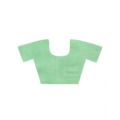 Dress & Dazzle Women Neon Mint Green Katan Silk Saree with Unstitched Blouse