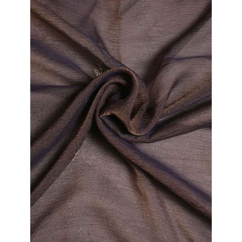 Dress & Dazzle Charcoal Grey Crepe Chiffon Saree with Unstitched Blouse