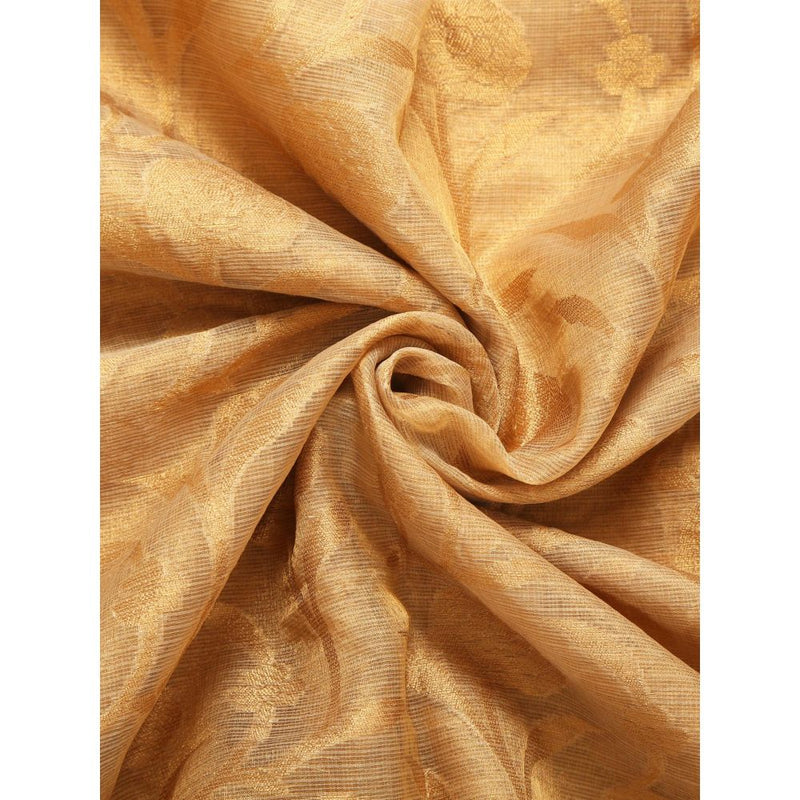 Dress & Dazzle Golden Kota Tissue Saree with Unstitched Blouse