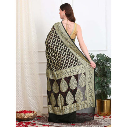 Dress & Dazzle Coco Black Khadi Georgette Saree with Unstitched Blouse