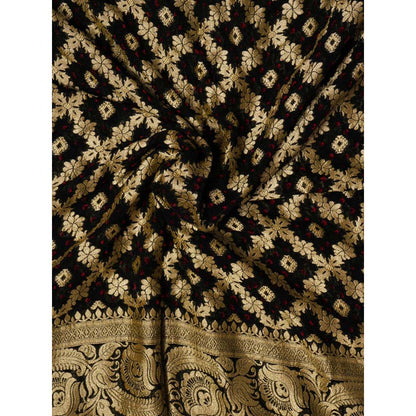 Dress & Dazzle Coco Black Khadi Georgette Saree with Unstitched Blouse