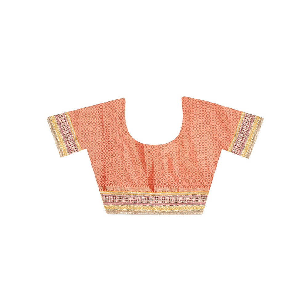 Dress & Dazzle Red Kora Banarasi Saree with Unstitched Blouse
