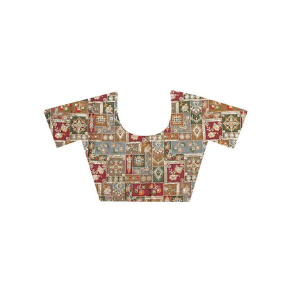 Dress & Dazzle Gold Net Saree with Unstitched Blouse