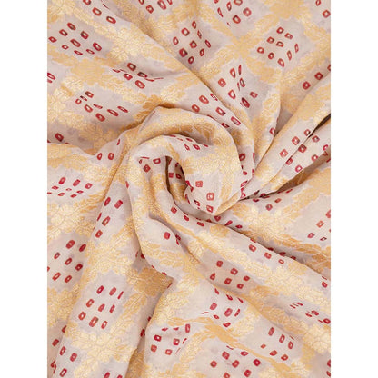 Dress & Dazzle Beige Khadi Georgette Saree with Unstitched Blouse