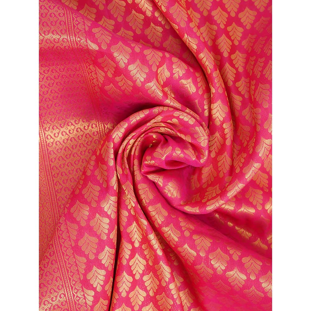 Dress & Dazzle Empress Pink Silk Saree with Unstitched Blouse