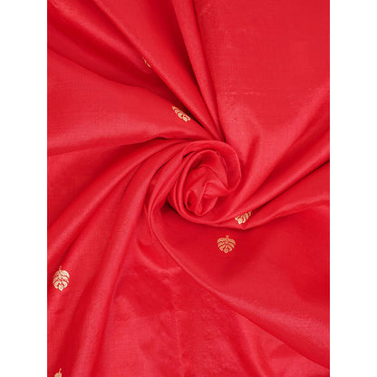 Dress & Dazzle Royal Red Katan Silk Saree with Unstitched Blouse