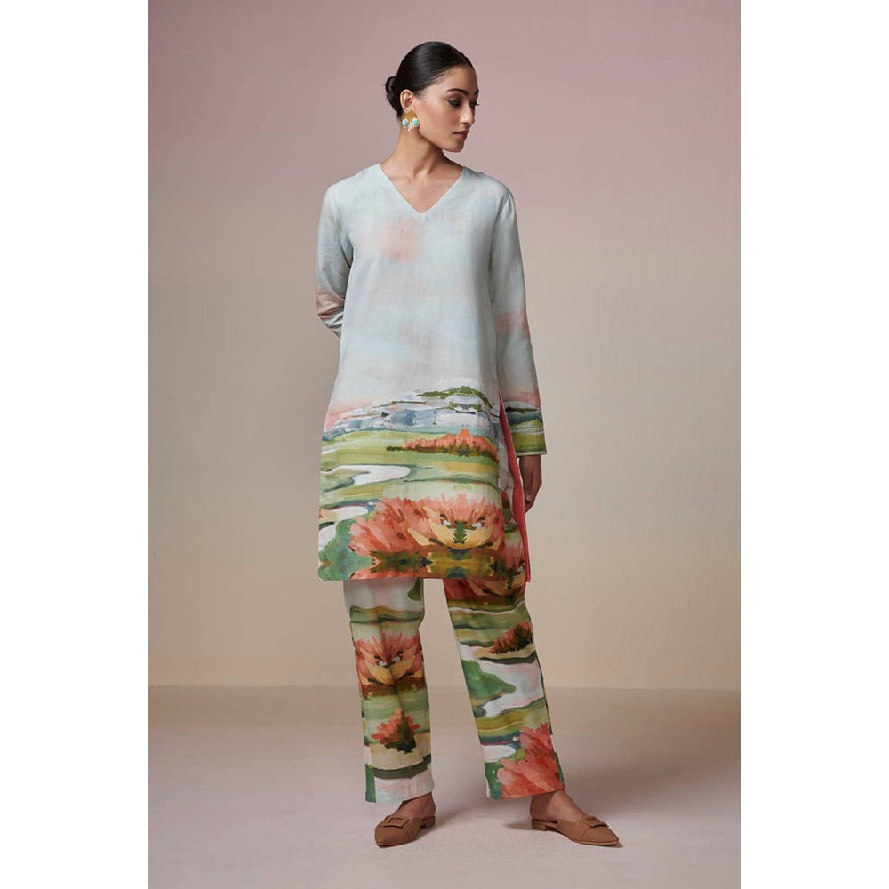 Dressfolk Sky Blue Linen-Cotton Kurta and Pant (Set of 2)