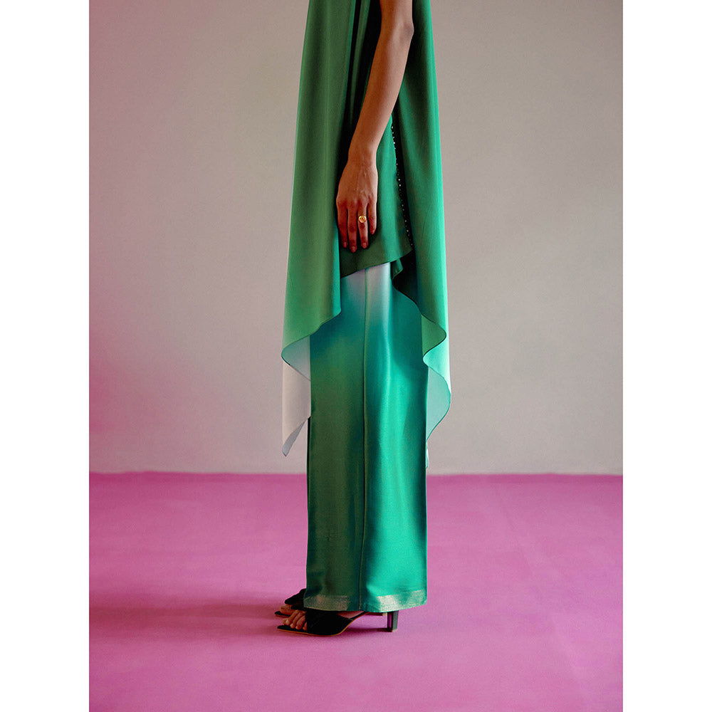 DRISHTI CHHABRAA Emerald Ombre Flared Sleeves Co-ord (Set of 2)