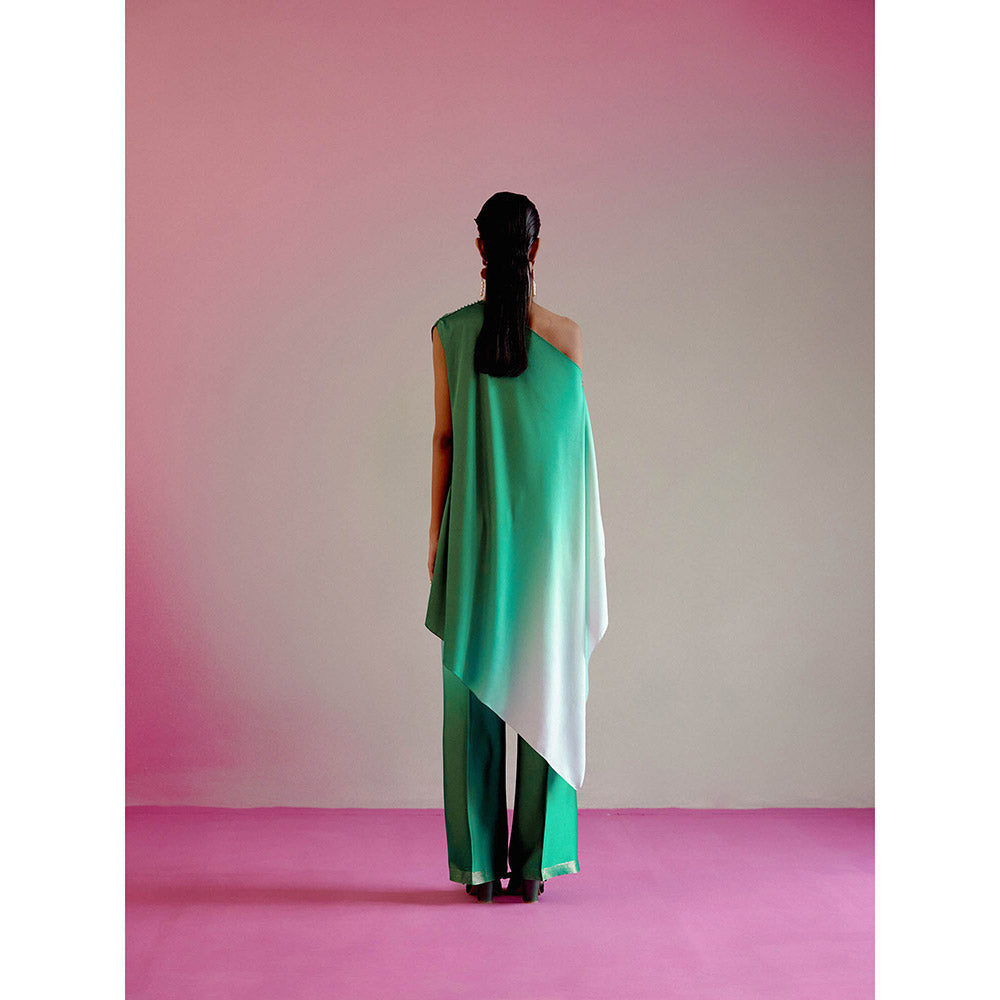 DRISHTI CHHABRAA Emerald Ombre Flared Sleeves Co-ord (Set of 2)