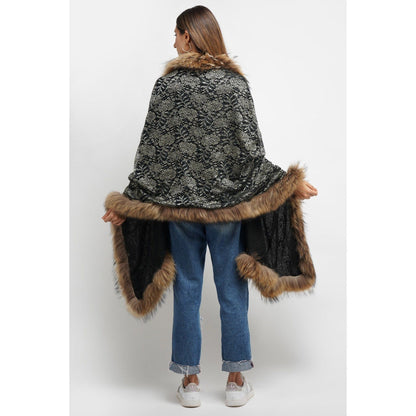 Dusala India Pashmina Black Fur Border Stole