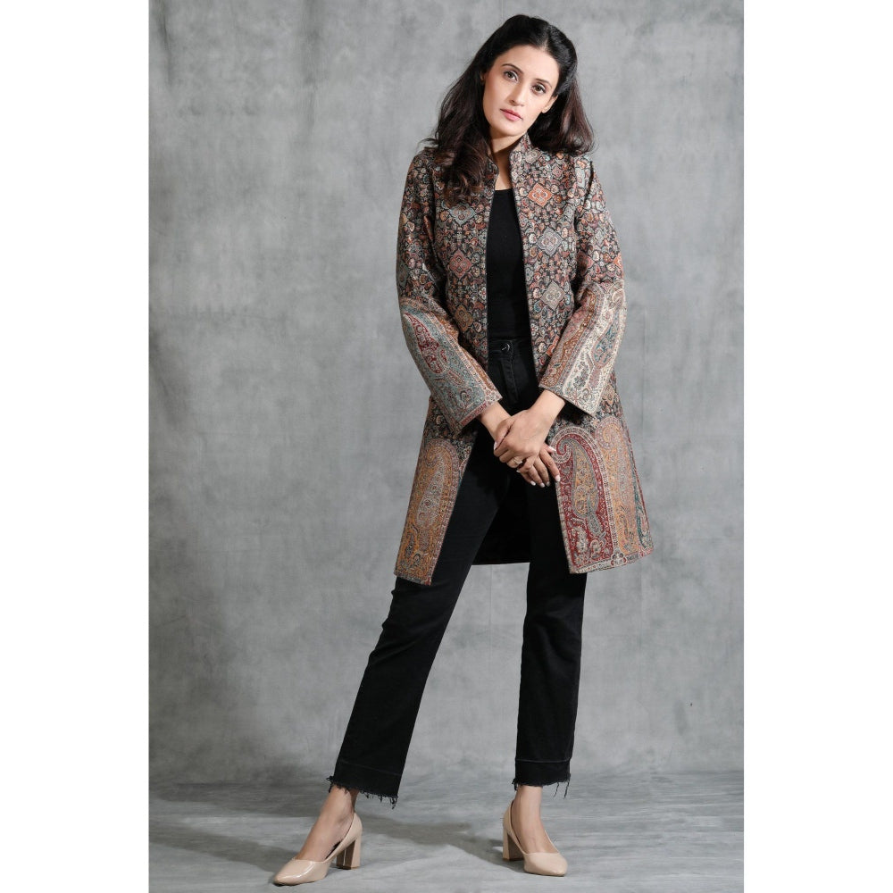 Dusala India Handwoven Pashmina Vintage Full Jacket With Paisley Design