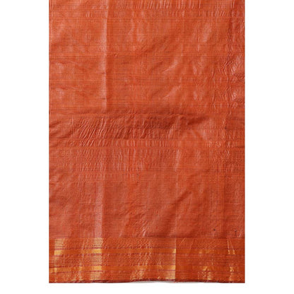 Dusala India Jasmine Handwoven Orange Kosi Silk Mark Saree with Unstitched Blouse