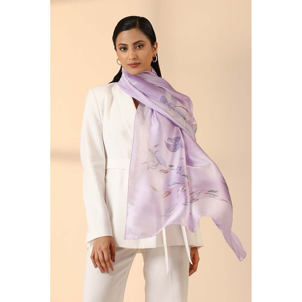 Dusala India Lavender Printed Isla Silk Scarf