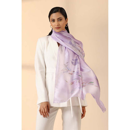 Dusala India Lavender Printed Isla Silk Scarf