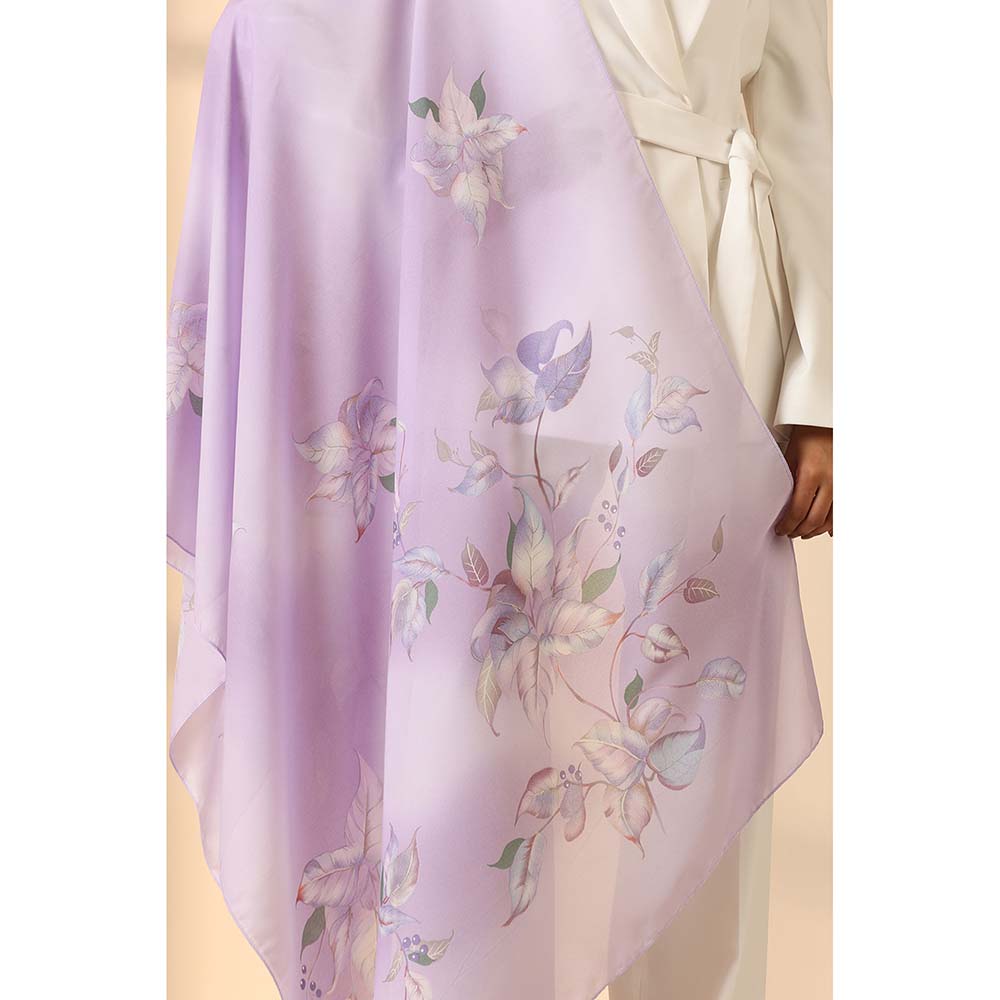 Dusala India Lavender Printed Isla Silk Scarf
