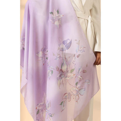 Dusala India Lavender Printed Isla Silk Scarf