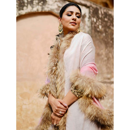 Dusala India Pink Delaney Cashmere Fur Stole