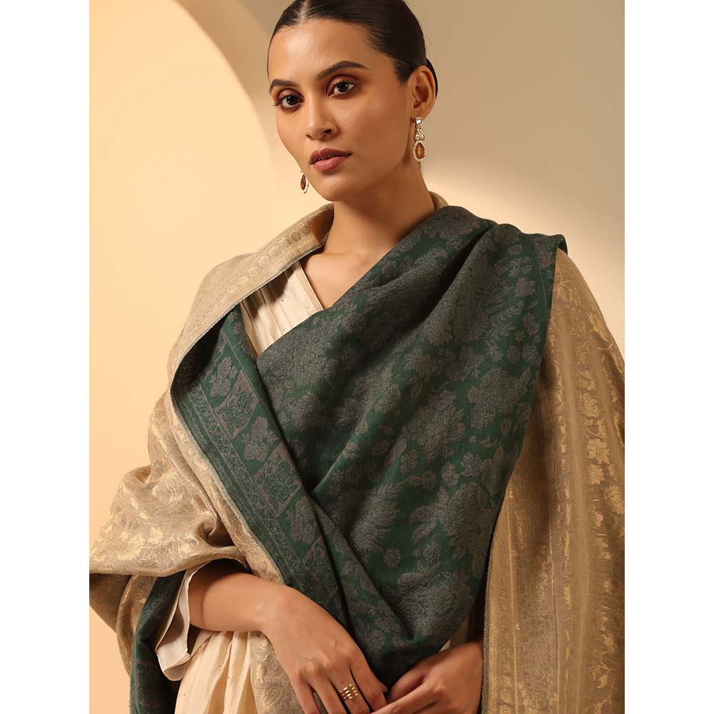 Dusala India Green Natasha Cashmere Reversable Stoles