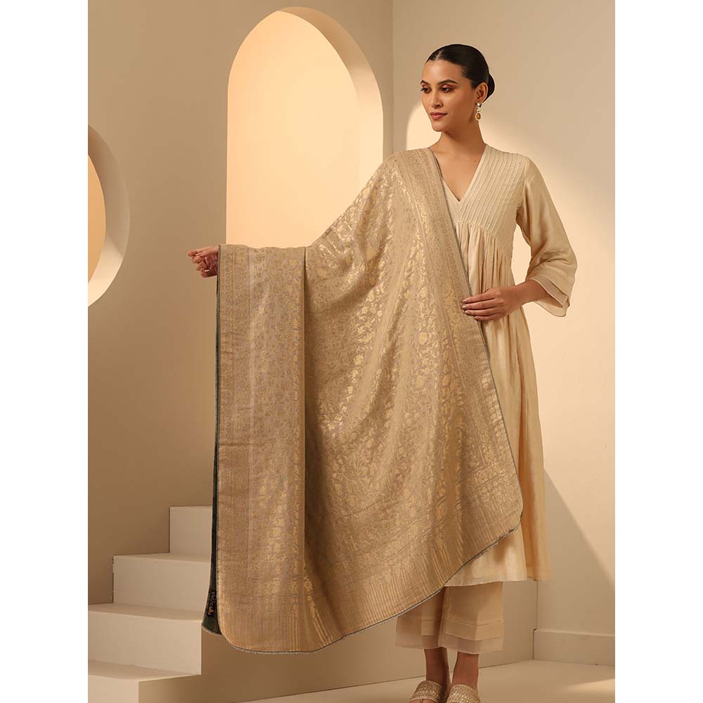 Dusala India Green Natasha Cashmere Reversable Stoles