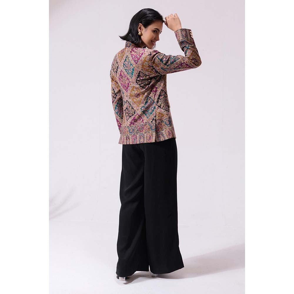 Dusala India Teertha Fine Wool Silk Multi-Color Blazer