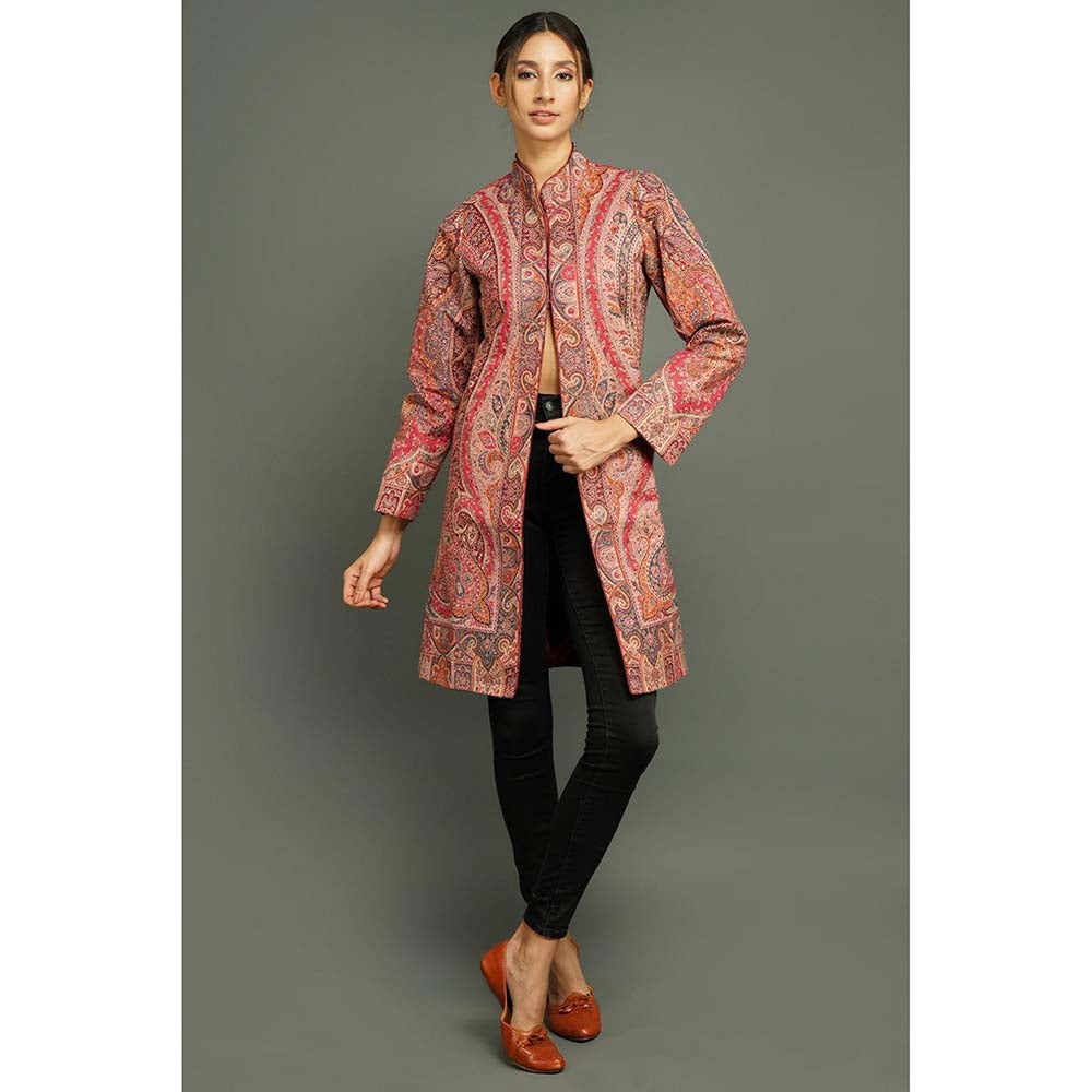 Dusala India Long Paisley Vintage Red Coat