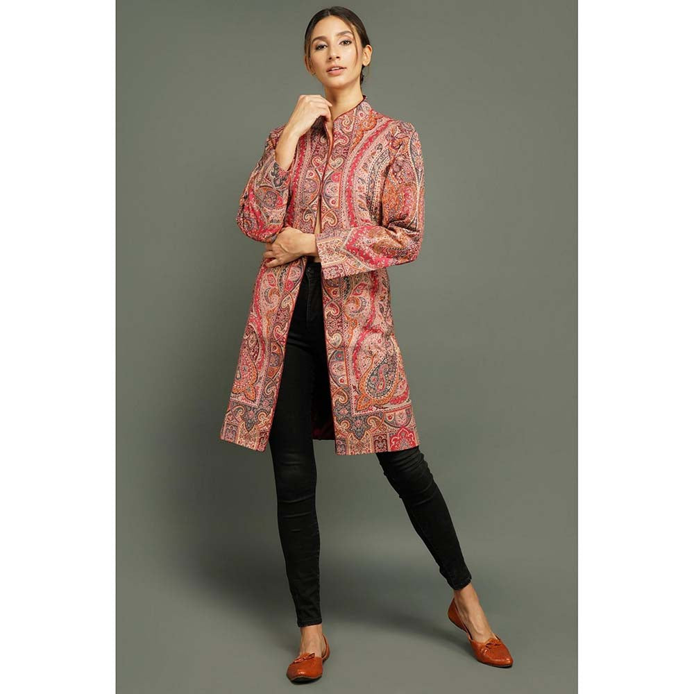 Dusala India Long Paisley Vintage Red Coat