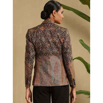 Dusala India Raji Fine Wool Silk Full Black Blazer