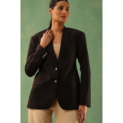 Dusala India Black Revai Solid Blazer