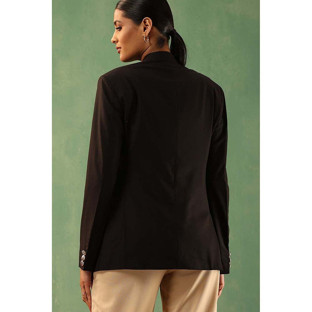 Dusala India Black Revai Solid Blazer