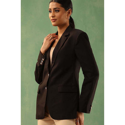 Dusala India Black Revai Solid Blazer
