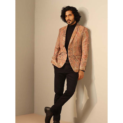 Dusala India Beige Aarav Fine Wool Silk Full Blazer