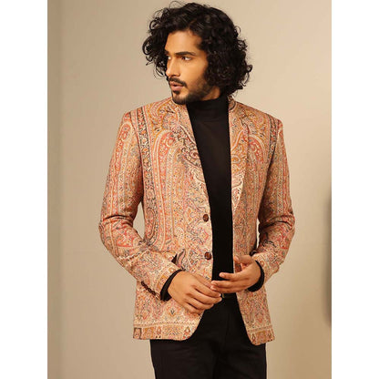 Dusala India Beige Aarav Fine Wool Silk Full Blazer