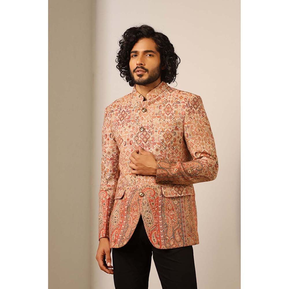 Dusala India Beige Advait Fine Wool Silk Full Blazer