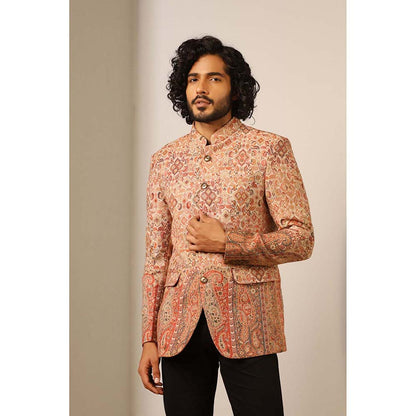 Dusala India Beige Advait Fine Wool Silk Full Blazer